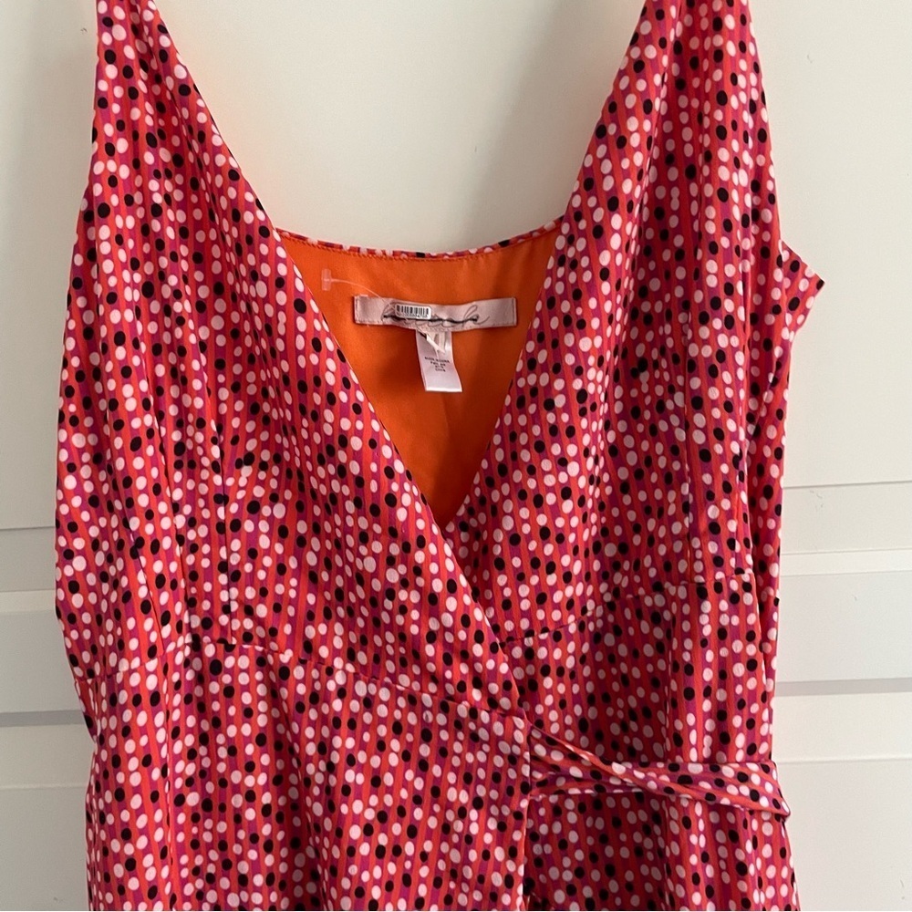 Hutch x Anthropologie Orange Dots Stripes Flutter Wrap Midi Dress 20719 - Picture 10 of 14